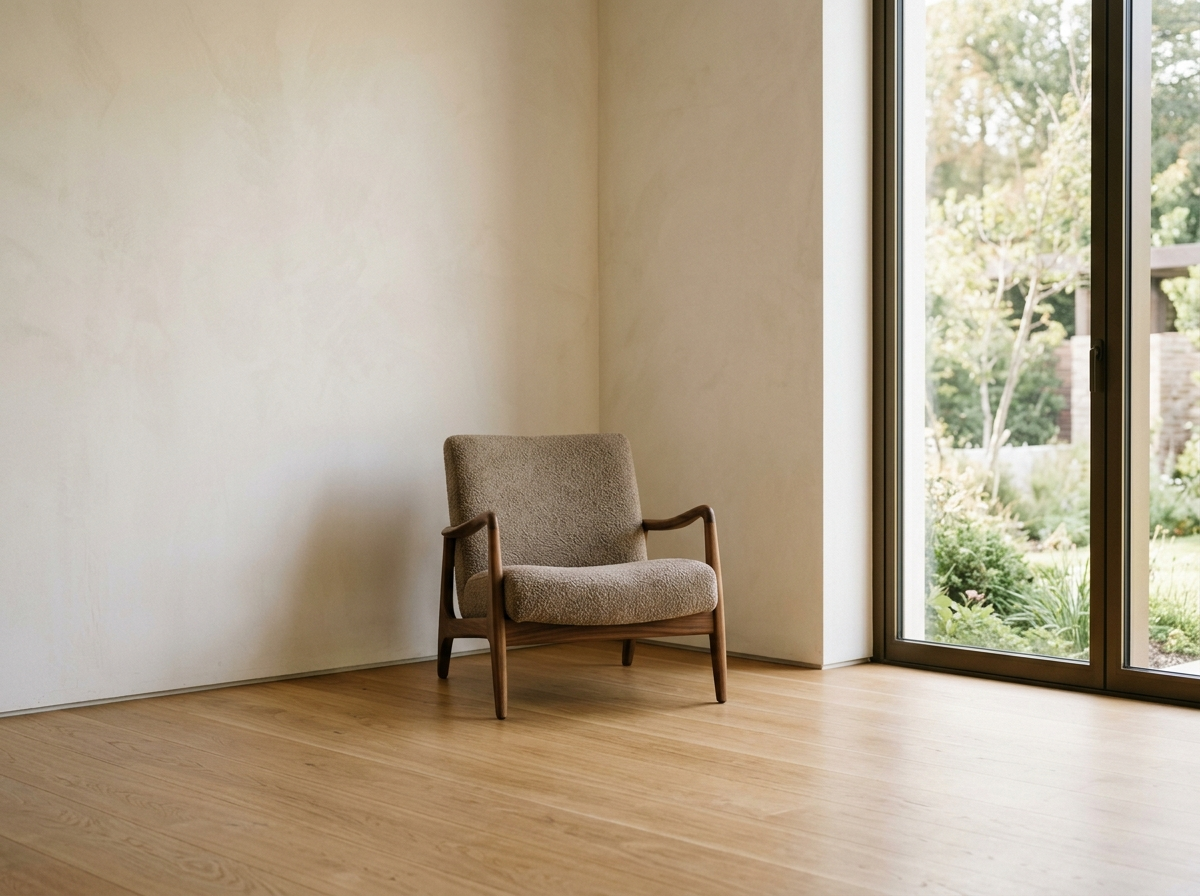 พื้นที่ห้องนั่งเล่นที่ว่างเปล่า งดงาม ไร้เครื่องฟอกอากาศมารบกวนสายตา